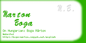 marton boga business card